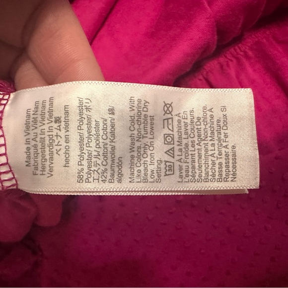 J.Crew hot pink tiered clip dot babydoll dress with puff sleeves . - Picture 6 of 6